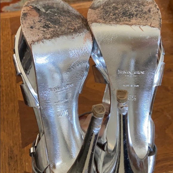 Silver Saint Laurent Tribute Platform Sandals - Picture 3 of 3